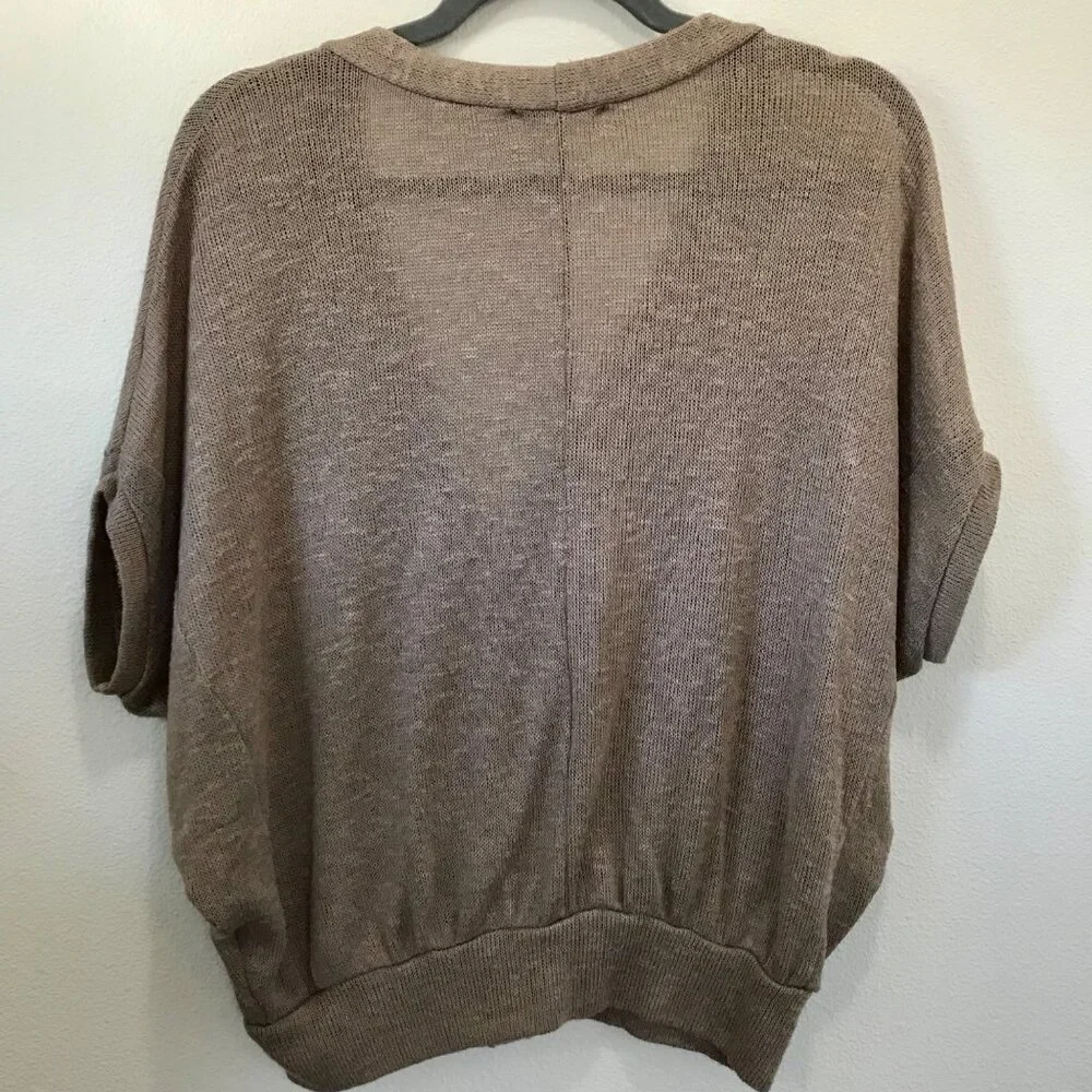 Lush Women's Open Knit Lightweight Neutral‎ Dolman Short-Sleeve Sweater. Size XS